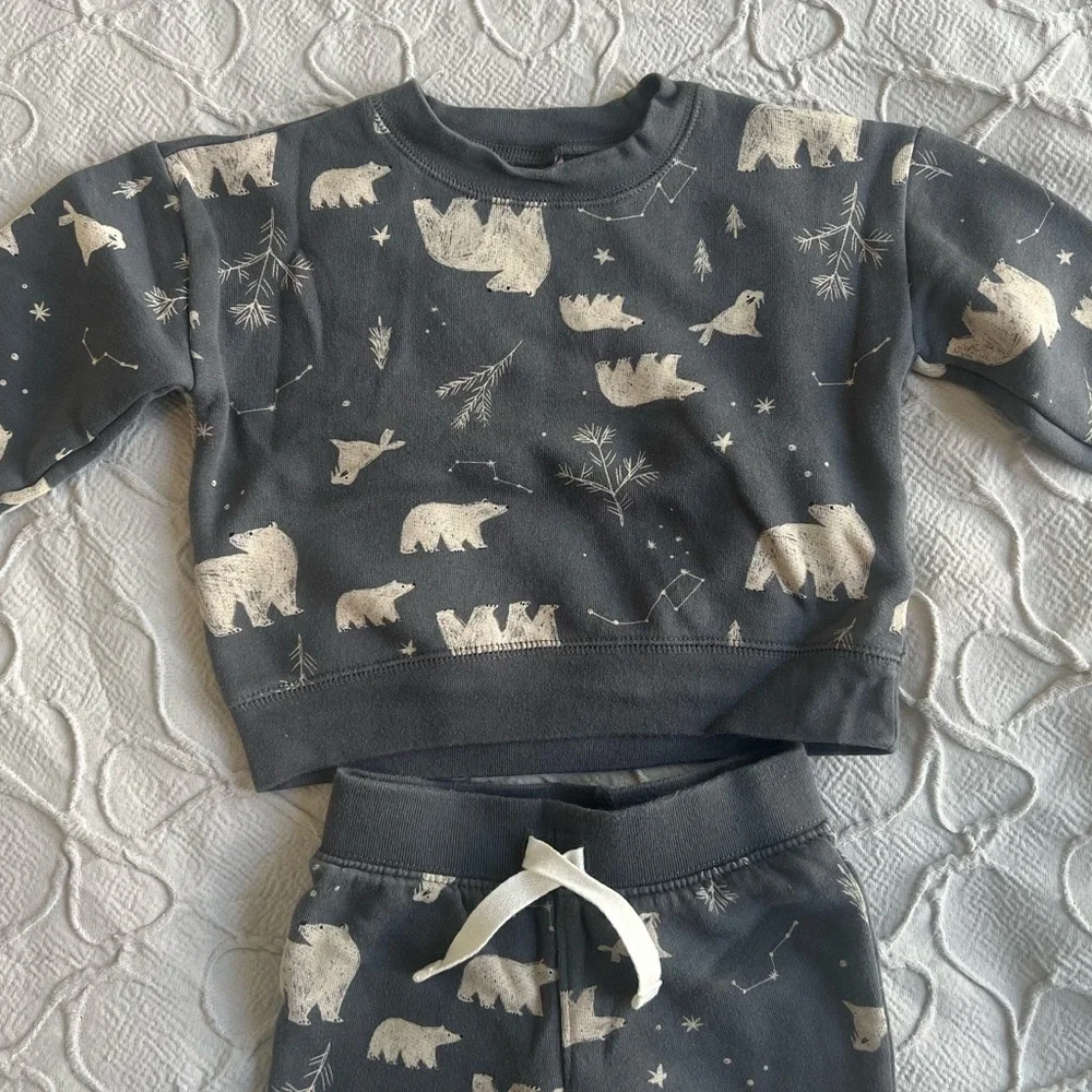Carter’s Gray 2 Piece Pajama‎ Set W/polar Bears 12 Months (0509)